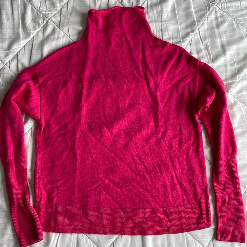 Aritzia Cyprie Wilfred Merino Wool Bright Pink Mockneck Sweater Size Medium